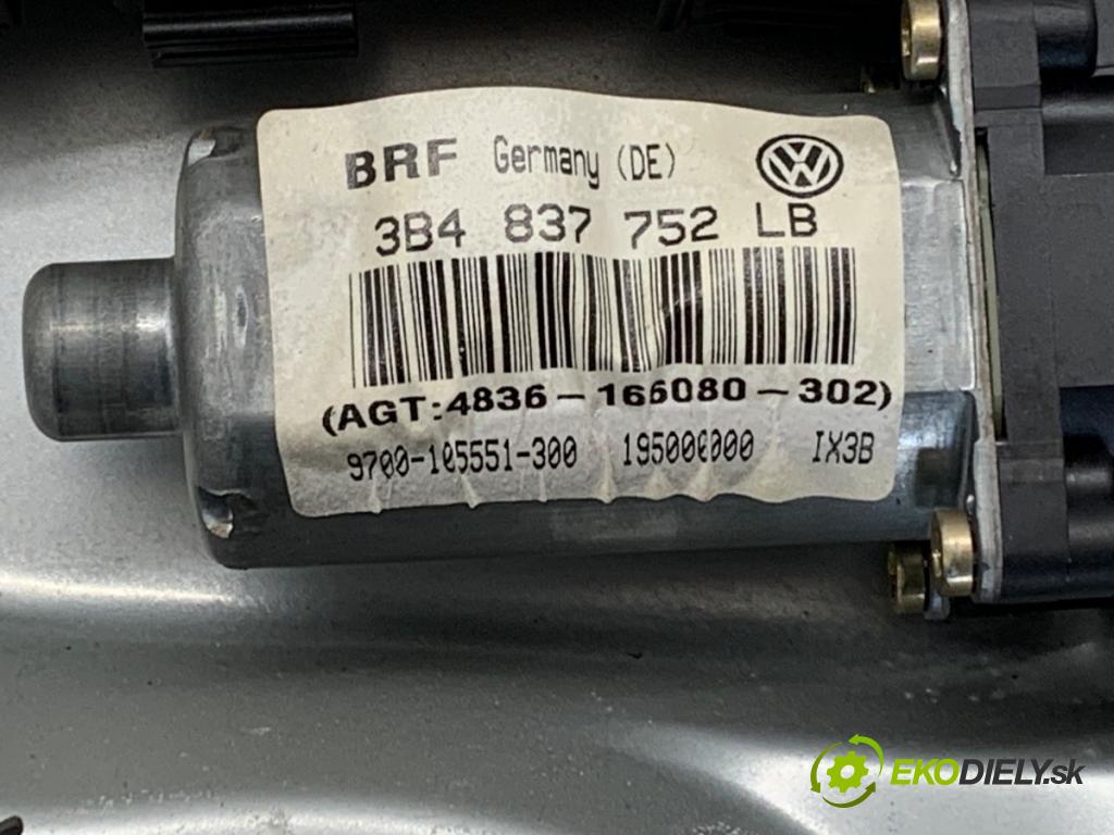VW PASSAT B5.5 (3B3) 2000 - 2005    1.9 TDI 96 kW [130 KM] olej napędowy 2000 - 2005  mechanismus okna pravý přední část 3B4837752LB