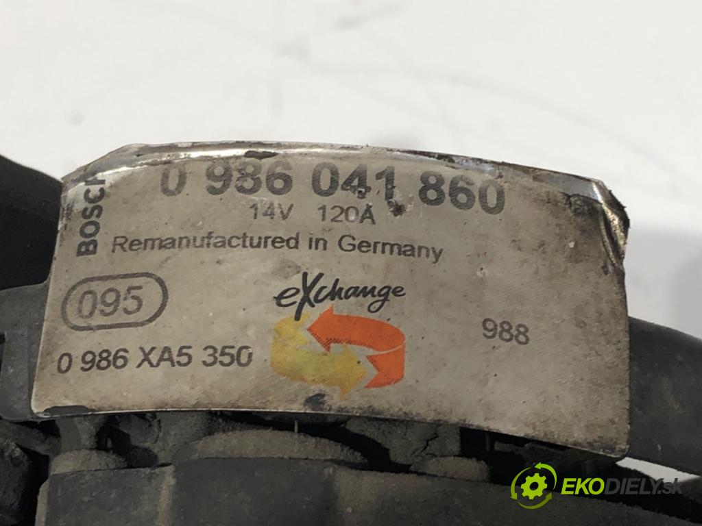 VW PASSAT B5.5 (3B3) 2000 - 2005    1.9 TDI 96 kW [130 KM] olej napędowy 2000 - 2005  Alternátor 0986041860 (Alternátor)