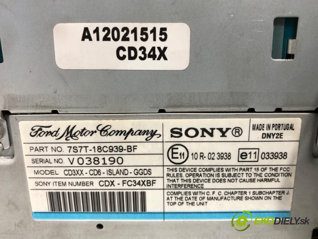 FORD MONDEO IV (BA7) 2007 - 2015    1.8 TDCi 92 kW [125 KM] olej napędowy 2007 - 2015  RADIO 7S7T-18C939-BF (Audio zariadenie)