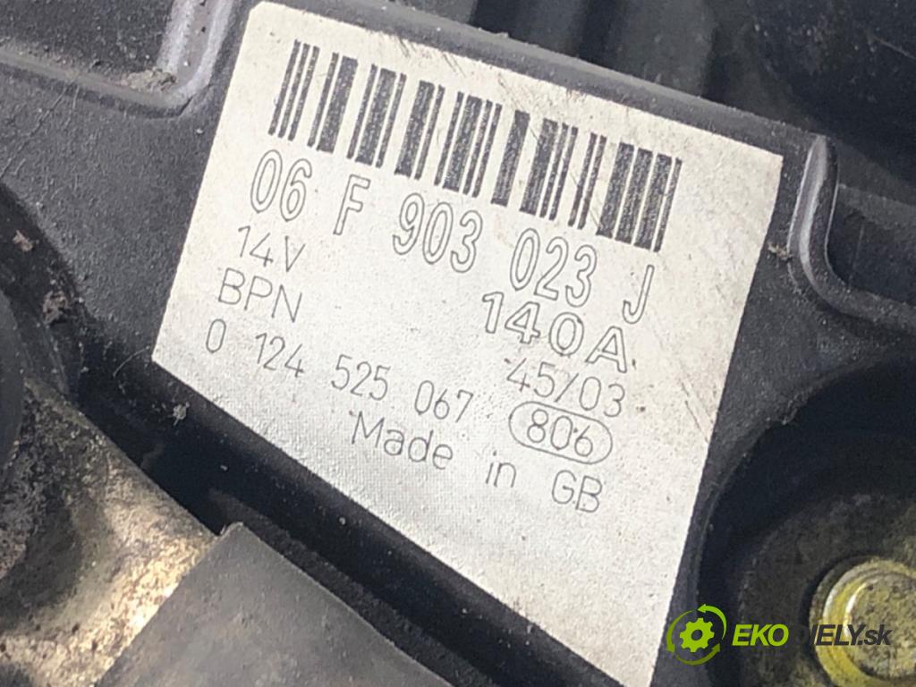 AUDI A4 B6 (8E2) 2000 - 2005    1.9 TDI 74 kW [101 KM] olej napędowy 2001 - 2004  Alternátor 06F903023J (Alternátor)