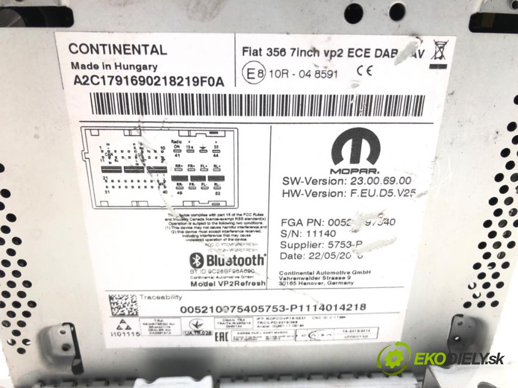 FIAT TIPO Kombi (356_) 2016 - 2022    1.6 D (356WXG1B) 88 kW [120 KM] olej napędowy 2016 - 2022  RADIO 00521097540 (Audio zariadenie)