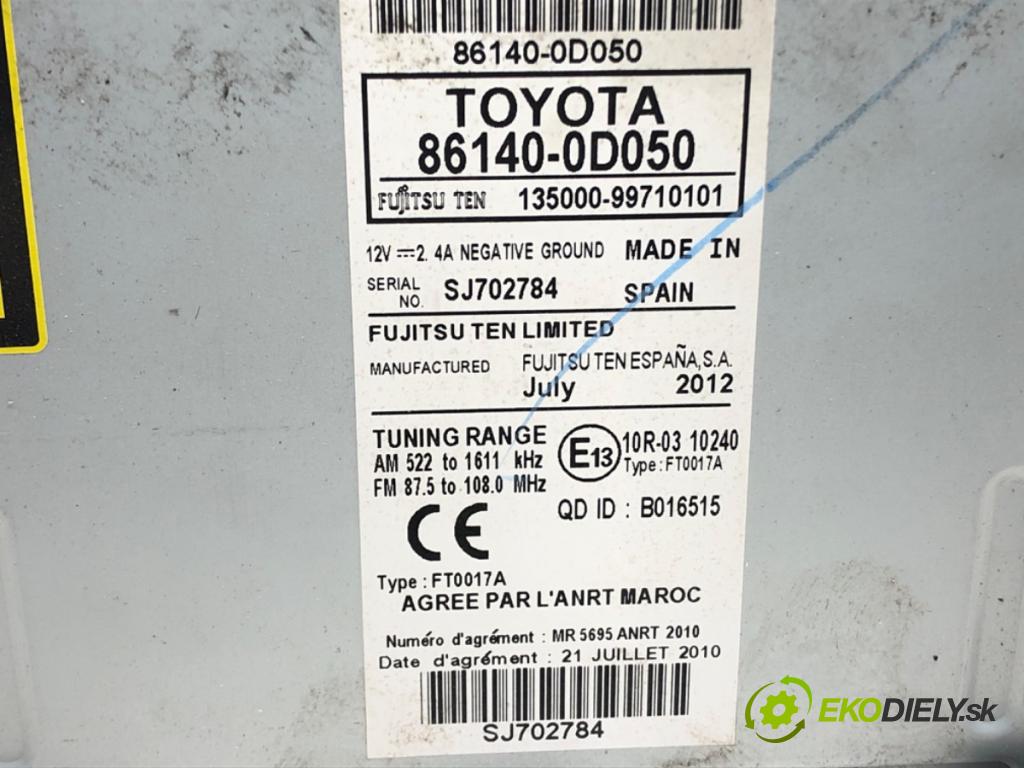 TOYOTA YARIS (_P13_) 2010 - 2022    1.5 Hybrid (NHP130_) 55 kW [75 KM] Hybryda silnik benzynowy / elektryczny 2012 - 2022  RADIO 86140-0D050 (Audio zariadenie)