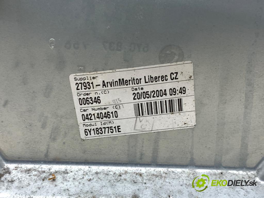 SKODA FABIA I (6Y2) 1999 - 2008    1.4 16V 55 kW [75 KM] benzyna 1999 - 2008  Mechanizmus okna ľavy predný 6Y1837751E