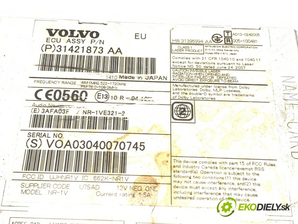 VOLVO V40 liftback (525, 526) 2012 - 2022    D4 140 kW [190 KM] olej napędowy 2014 - 2022  RADIO 31421873AA (Audio zariadenie)