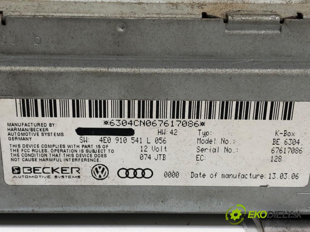 AUDI A6 C6 Avant (4F5) 2004 - 2011    3.0 TDI quattro 165 kW [225 KM] olej napędowy 2005 - 2006  TUNER radia 4E0910541L