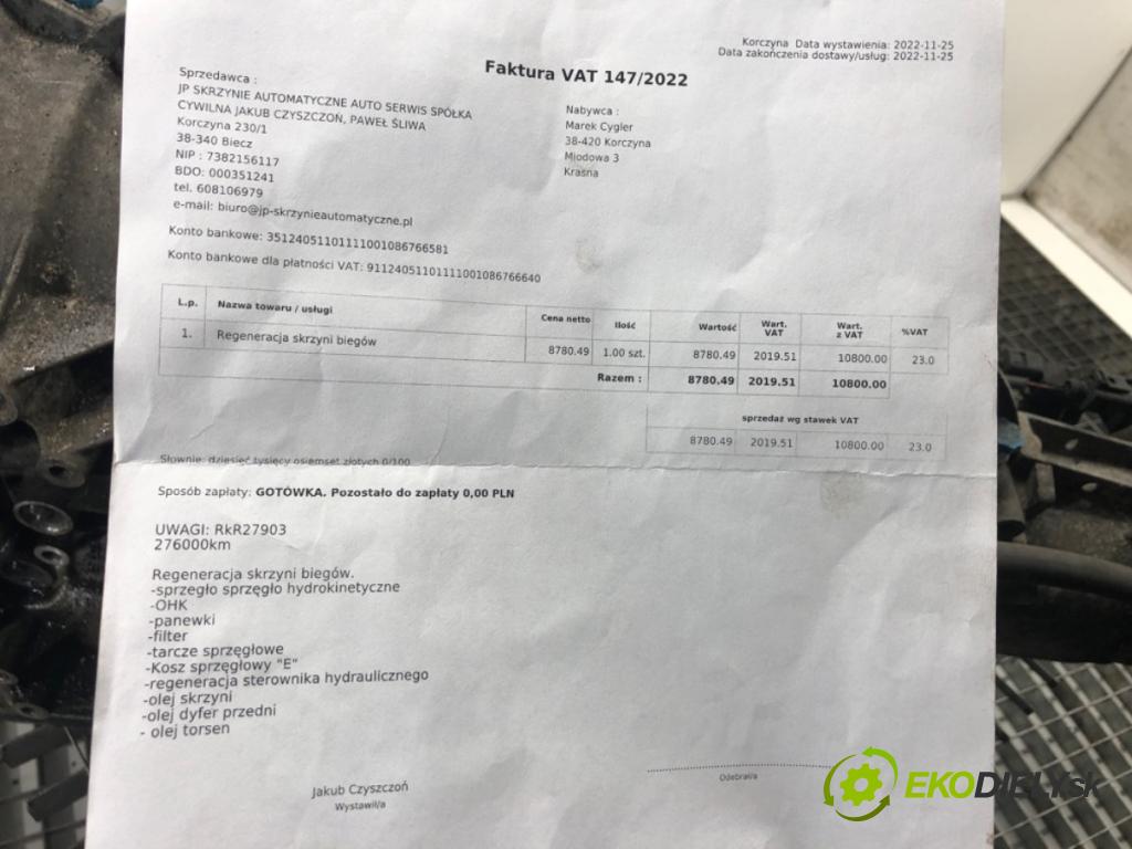 AUDI A6 C6 Avant (4F5) 2004 - 2011    3.0 TDI quattro 165 kW [225 KM] olej napędowy 2005 - 2006  Prevodovka GZW 6HP-19 (Prevodovka)