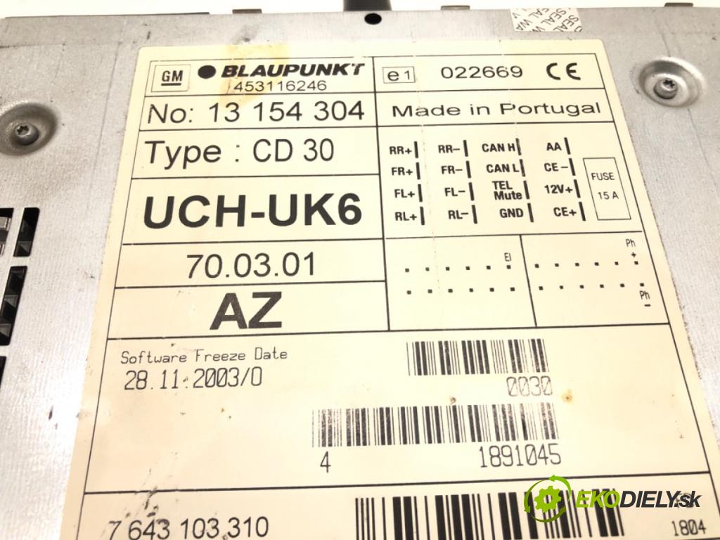 OPEL ASTRA H (A04) 2004 - 2014    1.7 CDTI (L48) 59 kW [80 KM] olej napędowy 2004 - 2010  RADIO 13154304 (Audio zariadenie)