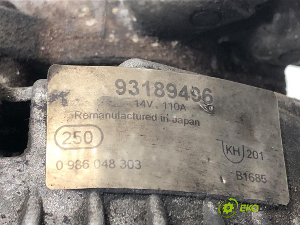 OPEL ASTRA H (A04) 2004 - 2014    1.7 CDTI (L48) 59 kW [80 KM] olej napędowy 2004 - 2010  Alternátor 93189496 (Alternátor)