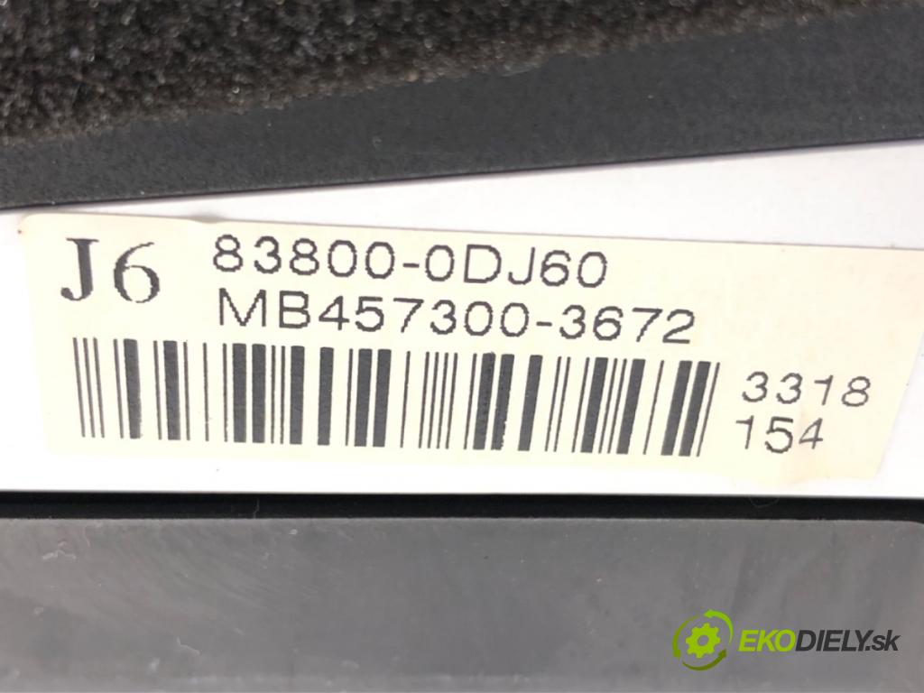 TOYOTA YARIS (_P9_) 2005 - 2014    1.33 VVT-i (NSP90_) 74 kW [100 KM] benzyna 2008 - 2011  Prístrojovka 83800-0DJ60 (Prístrojová doska, displej)