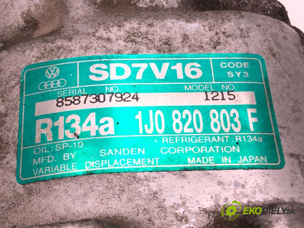 VW BORA I (1J2) 1998 - 2013    2.0 85 kW [115 KM] benzyna 1998 - 2013  Kompresor klimatizácie 1J0820803F (Kompresor klimatizácie)