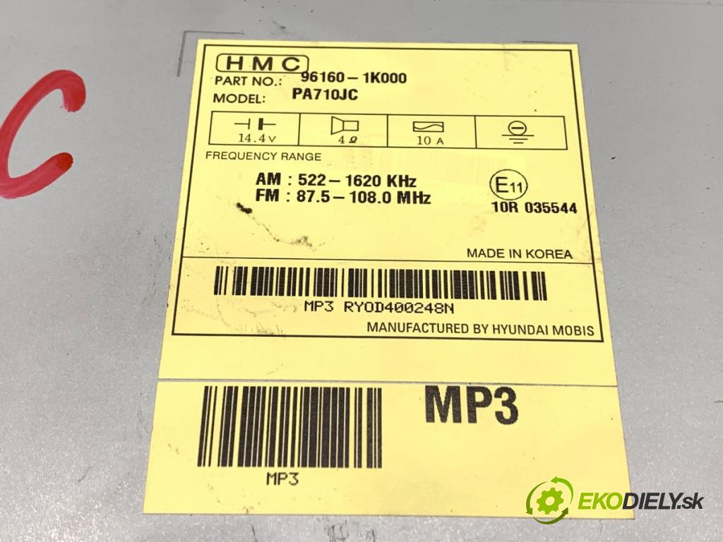 HYUNDAI ix20 (JC) 2010 - 2022    1.4 CRDi 57 kW [78 KM] olej napędowy 2011 - 2022  RADIO 96160-1K000 (Audio zariadenie)