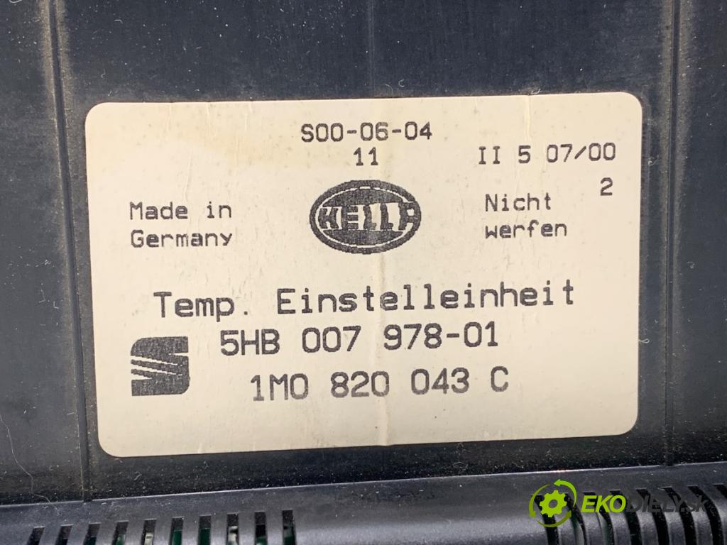 SEAT LEON (1M1) 1999 - 2006    1.9 TDI 81 kW [110 KM] olej napędowy 1999 - 2006  Panel ovládania kúrenia 1M0820043C (Prepínač/spínač/tlačidlo a ovládač kúrenia)