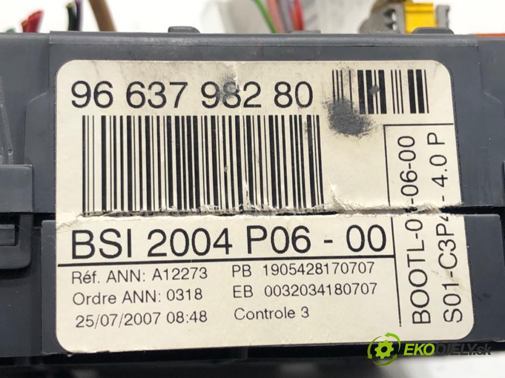 PEUGEOT 207 (WA_, WC_) 2006 - 2015    1.4 16V 65 kW [88 KM] benzyna 2006 - 2013  modul BSI 9663798280 (Pojistkové skříňky)