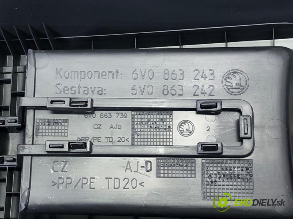 SKODA FABIA III Kombi (NJ5) 2014 - 2022    1.0 55 kW [75 KM] benzyna 2014 - 2022  Tunel stredový 6V0863243 6V0863739 (Stredový tunel / panel)