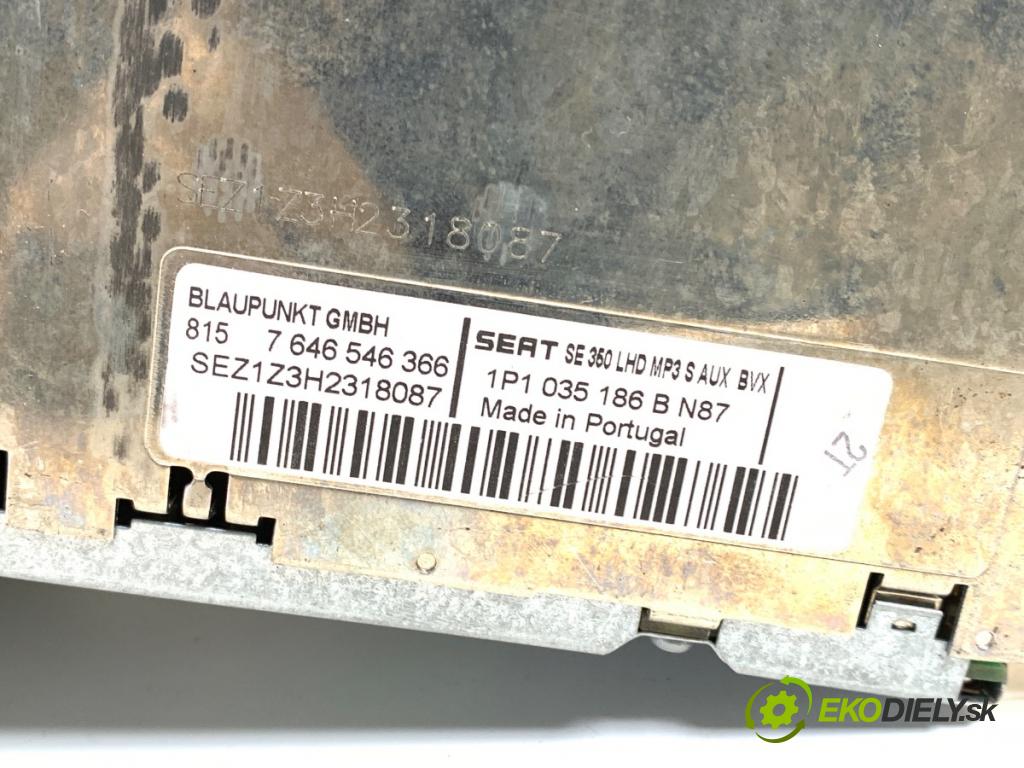 SEAT LEON (1P1) 2005 - 2013    1.6 75 kW [102 KM] benzyna 2005 - 2012  RADIO 1P1035186B (Audio zariadenie)