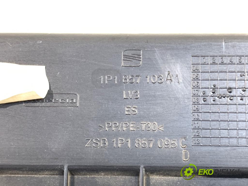 SEAT LEON (1P1) 2005 - 2013    1.6 75 kW [102 KM] benzyna 2005 - 2012  Priehradka, kastlík spolujazdca 1P1857103A (Priehradka, kastlík)
