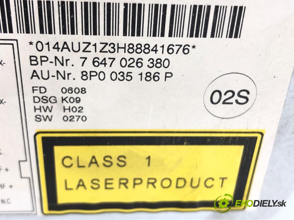 AUDI A3 (8P1) 2003 - 2013    1.9 TDI 77 kW [105 KM] olej napędowy 2003 - 2010  RADIO 8P0035186P (Audio zariadenie)