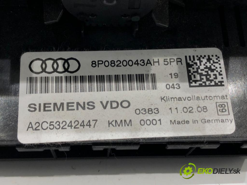 AUDI A3 (8P1) 2003 - 2013    1.9 TDI 77 kW [105 KM] olej napędowy 2003 - 2010  Panel ovládania kúrenia 8P0820043AH (Prepínač/spínač/tlačidlo a ovládač kúrenia)