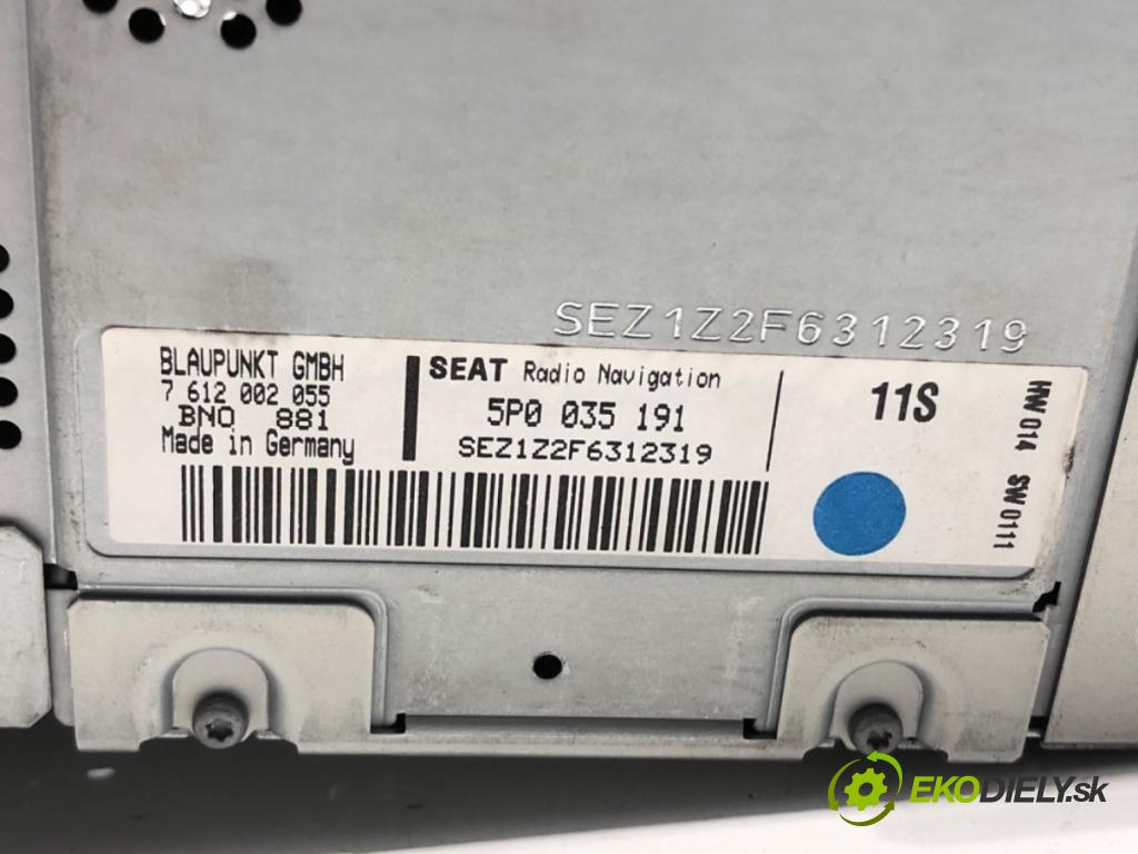 SEAT LEON (1P1) 2005 - 2013    1.6 75 kW [102 KM] benzyna 2005 - 2012  RADIO 5P0035191 (Audio zariadenie)