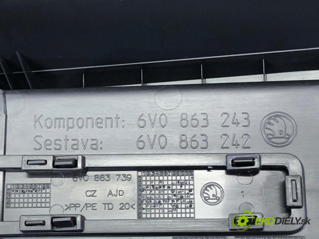 SKODA FABIA III (NJ3) 2014 - 2022    1.0 TSI 70 kW [95 KM] benzyna 2014 - 2022  Tunel stredový 6V0863243 6V0863739 (Stredový tunel / panel)