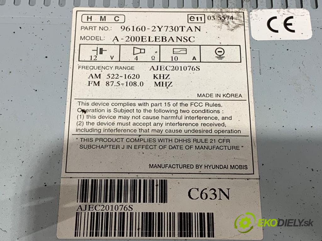 HYUNDAI ix35 (LM, EL, ELH) 2009 - 2022    1.7 CRDi 85 kW [116 KM] olej napędowy 2010 - 2022  RADIO 96160-2Y730TAN (Audio zariadenie)