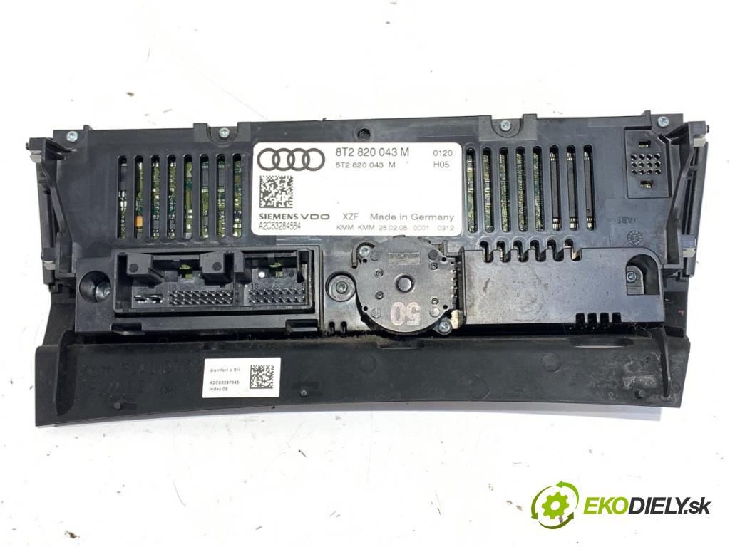 AUDI A4 B8 (8K2) 2007 - 2015    2.0 TDI 105 kW [143 KM] olej napędowy 2007 - 2015  Panel ovládania kúrenia 8T2820043M (Prepínač/spínač/tlačidlo a ovládač kúrenia)