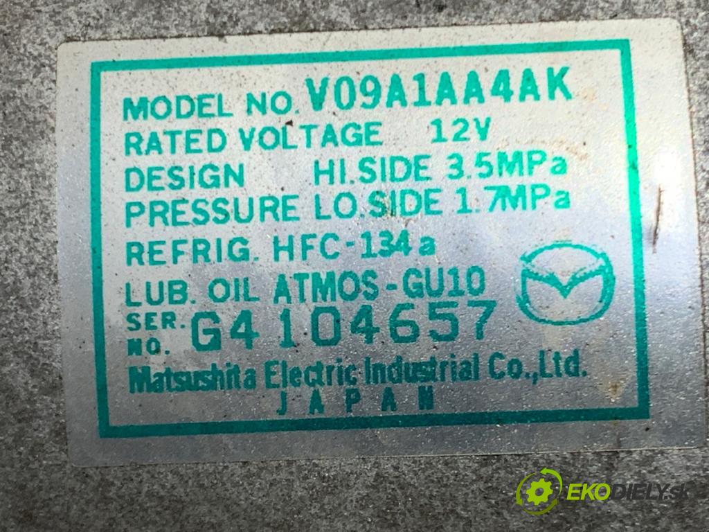 MAZDA 2 (DE_, DH_) 2007 - 2015    1.3 (DE3FS) 63 kW [86 KM] benzyna 2007 - 2015  Kompresor klimatizácie V09A1AA4AK (Kompresor klimatizácie)