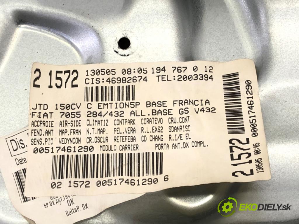FIAT CROMA (194_) 2005 - 2022    1.9 D Multijet (194AXC1B, 194AXC12) 110 kW [150 KM] olej napędowy 2005 - 2011  mechanismus okna pravý přední část 00517461290