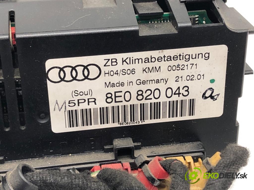 AUDI A4 B6 (8E2) 2000 - 2005    1.9 TDI 96 kW [130 KM] olej napędowy 2000 - 2004  Panel ovládania kúrenia 8E0820043 (Prepínač/spínač/tlačidlo a ovládač kúrenia)