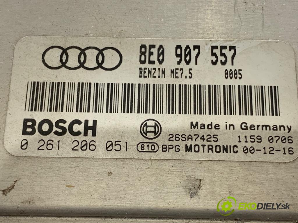 AUDI A4 B6 (8E2) 2000 - 2005    2.0 96 kW [130 KM] benzyna 2000 - 2004  riadiaca jednotka Motor 8E0907557 0261206051 (Riadiaca jednotka)