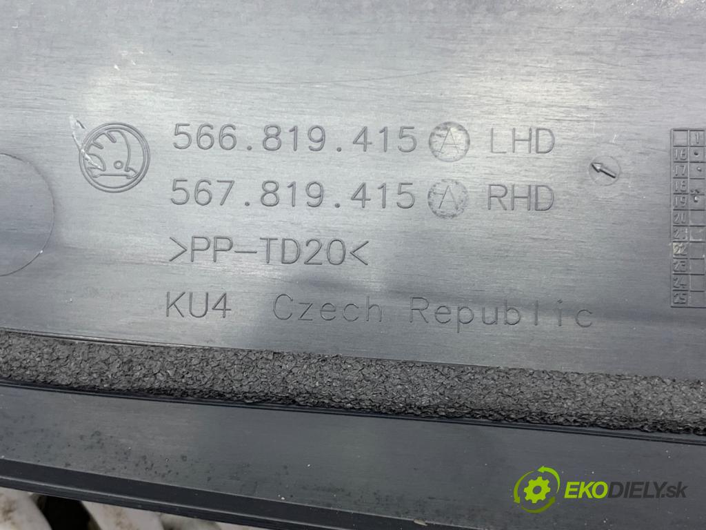SKODA KODIAQ (NS7, NV7, NS6) 2016 - 2022    2.0 TSI 4x4 140 kW [190 KM] benzyna 2019 - 2022  Torpédo, plast pod čelné okno 566819415 (Torpédo)