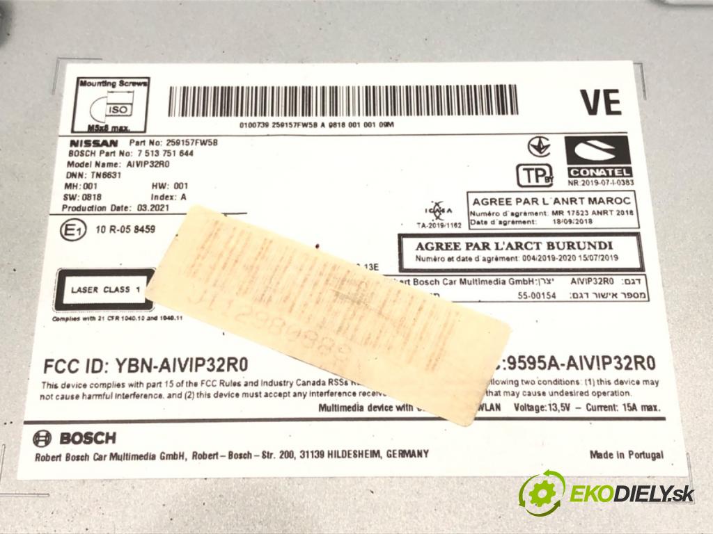 NISSAN QASHQAI II SUV (J11, J11_) 2013 - 2022    1.3 DIG-T 103 kW [140 KM] benzyna 2018 - 2022  RADIO 259157FW5B (Audio zariadenie)