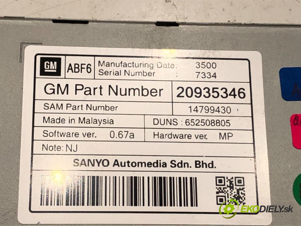 OPEL ASTRA J (P10) 2009 - 2015    2.0 CDTI (68) 118 kW [160 KM] olej napędowy 2009 - 2015  Dislpej 20935346 (Prístrojová doska, displej)