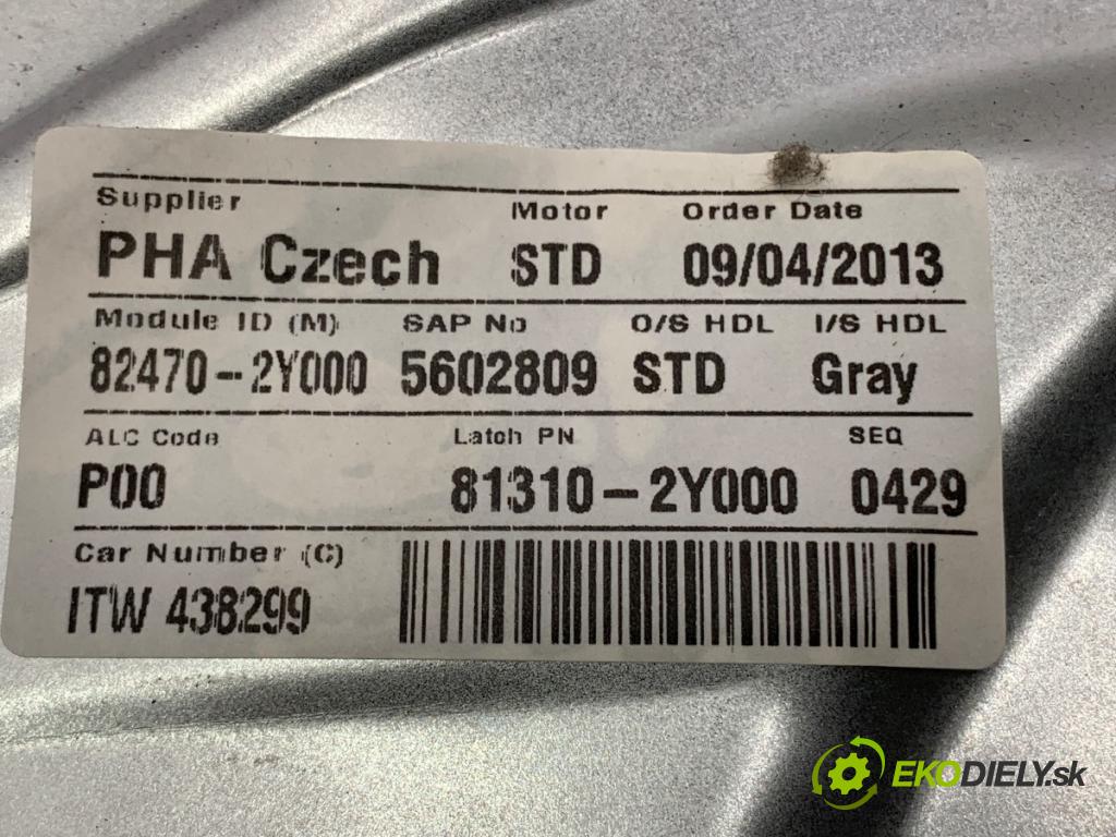 HYUNDAI ix35 (LM, EL, ELH) 2009 - 2022    1.7 CRDi 85 kW [116 KM] olej napędowy 2010 - 2022  mechanismus okna levý přední část 82470-2Y000