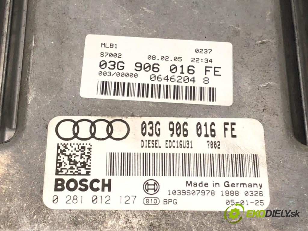 AUDI A4 B7 (8EC) 2004 - 2008    1.9 TDI 85 kW [116 KM] olej napędowy 2004 - 2008  riadiaca jednotka Motor 03G906016FE (Riadiaca jednotka)
