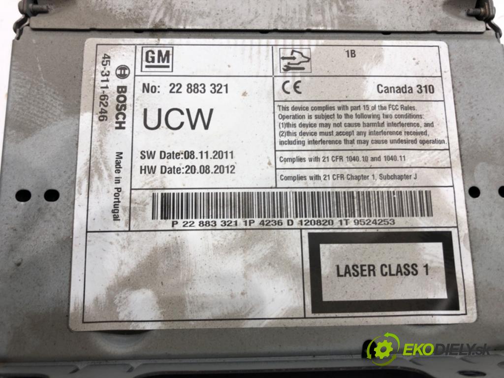 OPEL INSIGNIA A (G09) 2008 - 2017    2.0 CDTI (68) 96 kW [131 KM] olej napędowy 2008 - 2017  RADIO 22883321 (Audio zariadenie)