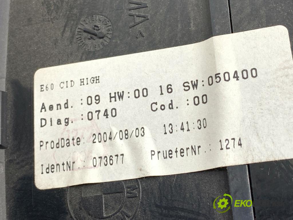 BMW 5 (E60) 2001 - 2010    530 d 160 kW [218 KM] olej napędowy 2002 - 2005  Dislpej 6945660 (Prístrojová doska, displej)
