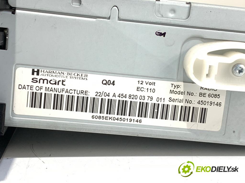 SMART FORFOUR (454) 2004 - 2006    1.1 (454.030) 55 kW [75 KM] benzyna 2004 - 2006  RADIO A4548200379 (Audio zariadenie)