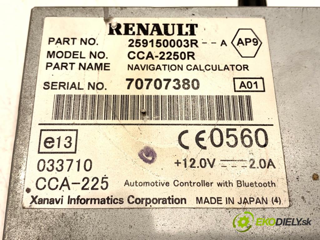 RENAULT LAGUNA III (BT0/1) 2007 - 2015    2.0 dCi (BT07, BT0J, BT14, BT1A, BT1S) 96 kW [131 KM] olej napędowy 2007 - 2015  CZYTNIK navigace 259150003R (Ostatní)
