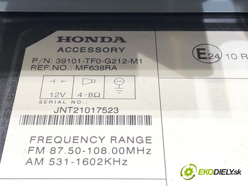 HONDA JAZZ III (GE_, GG_, GP_, ZA_) 2007 - 2022    1.2 (GG1) 66 kW [90 KM] benzyna 2008 - 2022  RADIO 39101-TF0-G212-M1 (Audio zariadenie)