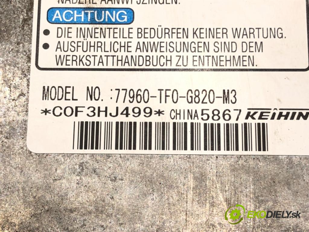 HONDA JAZZ III (GE_, GG_, GP_, ZA_) 2007 - 2022    1.2 (GG1) 66 kW [90 KM] benzyna 2008 - 2022  senzor airbag 77960-TF0-G820-M3 (Snímač)