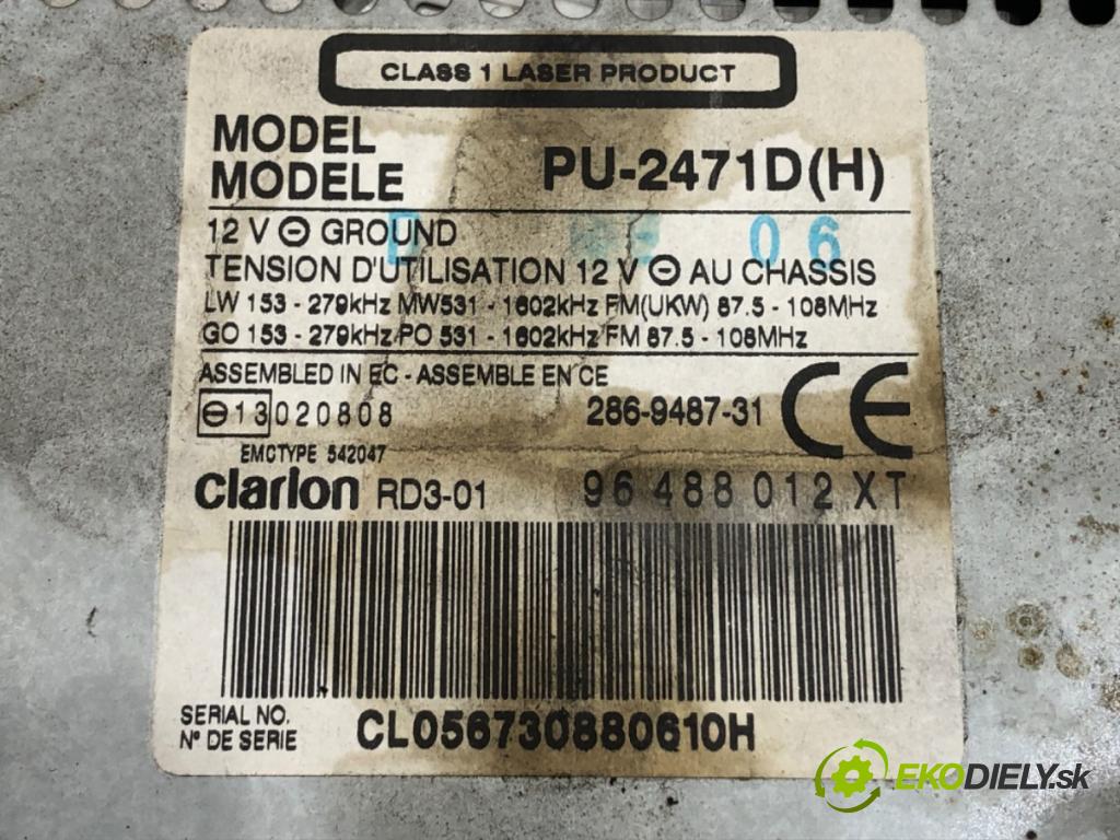 PEUGEOT 807 (EB_) 2002 - 2022    2.2 116 kW [158 KM] benzyna 2002 - 2022  RADIO 96488012XT (Audio zariadenie)