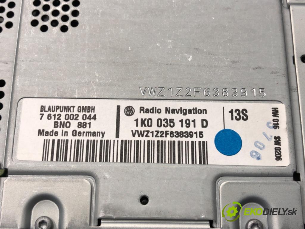 VW PASSAT B6 Variant (3C5) 2005 - 2011    2.0 TDI 103 kW [140 KM] olej napędowy 2005 - 2009  RADIO 1K0035191D (Audio zariadenie)