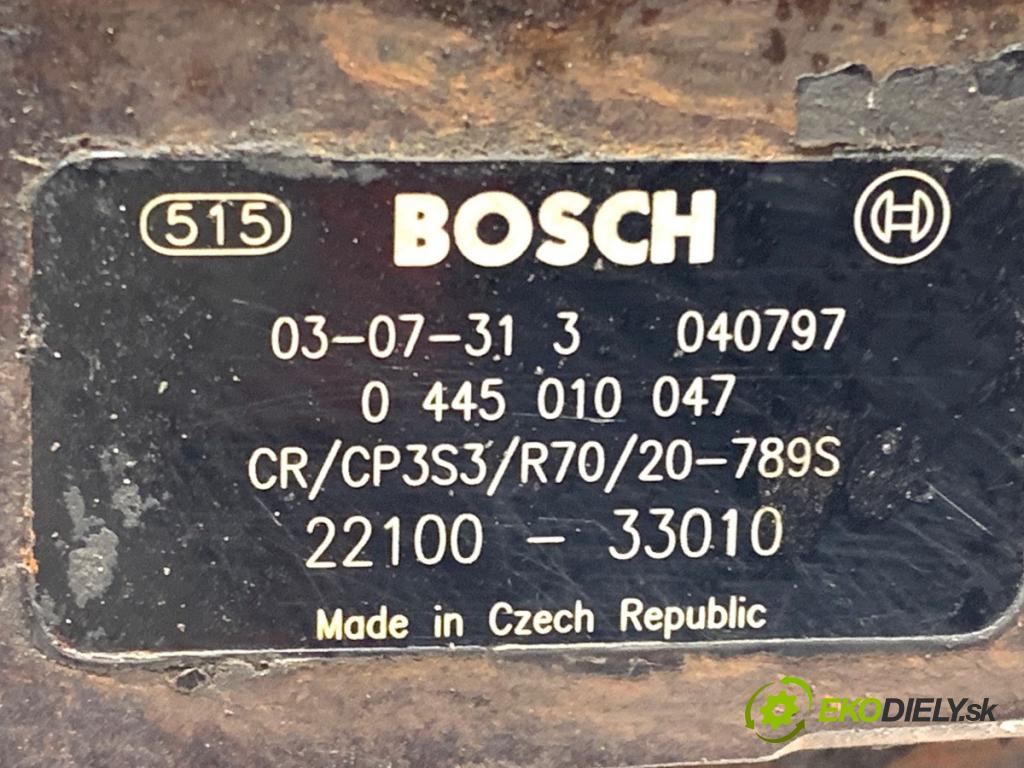 TOYOTA YARIS (_P1_) 1999 - 2005    1.4 D-4D (NLP10_) 55 kW [75 KM] olej napędowy 2001 - 2005  Pumpa vstrekovacia 0445010047 (Vstrekovacie čerpadlo)