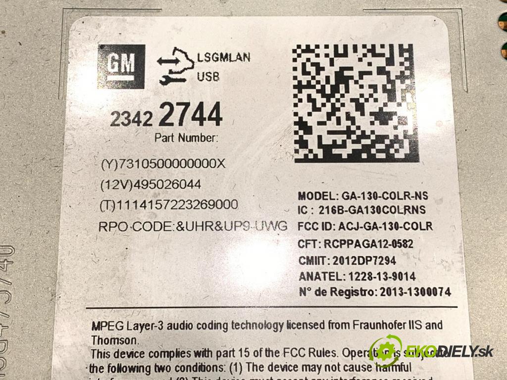 OPEL ZAFIRA TOURER C (P12) 2011 - 2022    2.0 CDTi (75) 121 kW [165 KM] olej napędowy 2011 - 2022  RADIO 23422744 (Audio zariadenie)