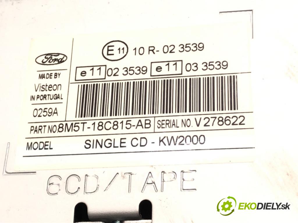 FORD FOCUS II Turnier (DA_, FFS, DS) 2004 - 2012    1.6 74 kW [100 KM] benzyna 2004 - 2011  RADIO 8M5T-18C815-AB (Audio zariadenie)