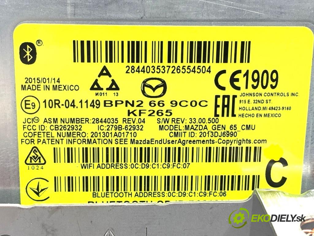 MAZDA 3 (BM, BN) 2013 - 2022    2.0 88 kW [120 KM] benzyna 2013 - 2022  Dislpej BPN2669C0C (Prístrojová doska, displej)