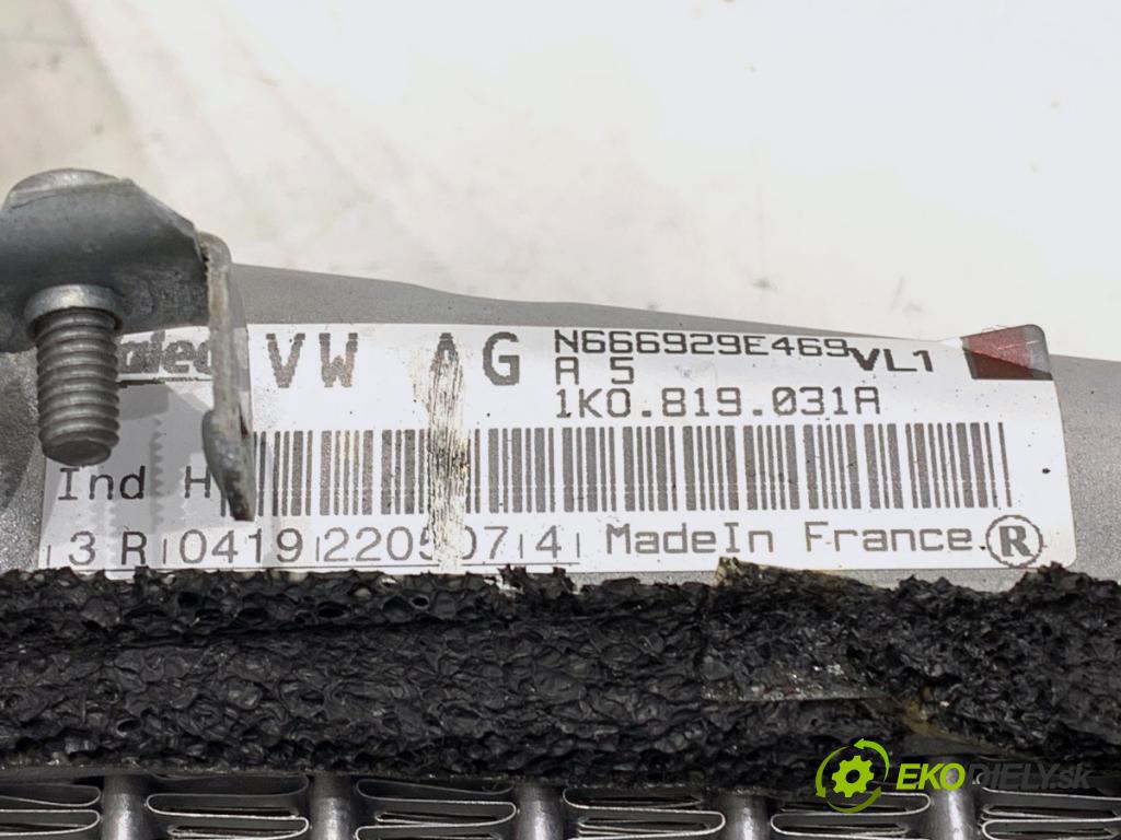 VW GOLF V (1K1) 2003 - 2010    2.0 TDI 103 kW [140 KM] olej napędowy 2004 - 2008  Výhrevné teleso, radiátor kúrenia 1K0819031A (Radiátor kúrenia)