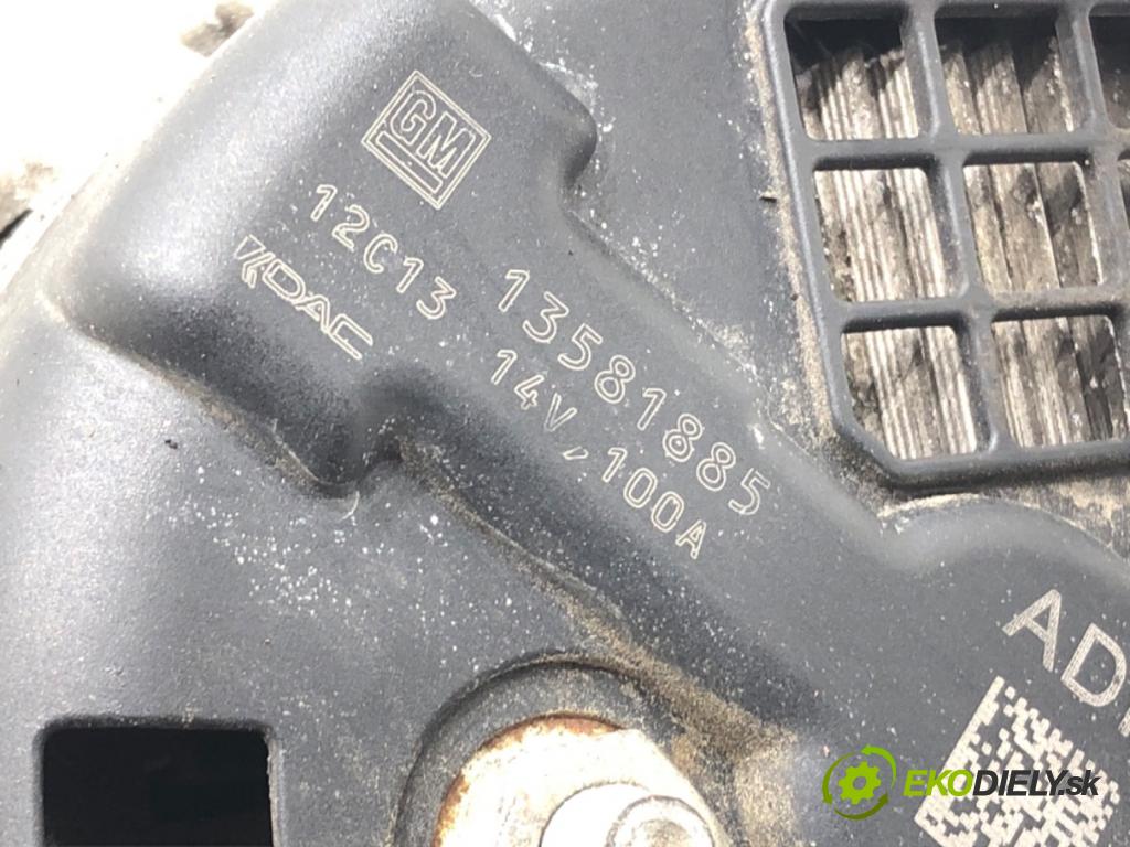 OPEL ASTRA J (P10) 2009 - 2015    1.4 Turbo (68) 103 kW [140 KM] benzyna 2009 - 2015  Alternátor 13581885 (Alternátor)