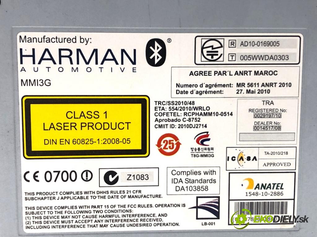 AUDI A4 B8 sedan 2011 176 kW 3.0 TDI quattro 2967 RADIO 8T1035666K (Audio zariadenie)